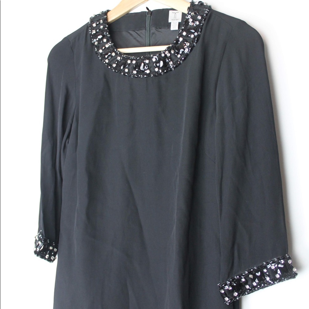 Tristan Embellished Black Shift Dress
